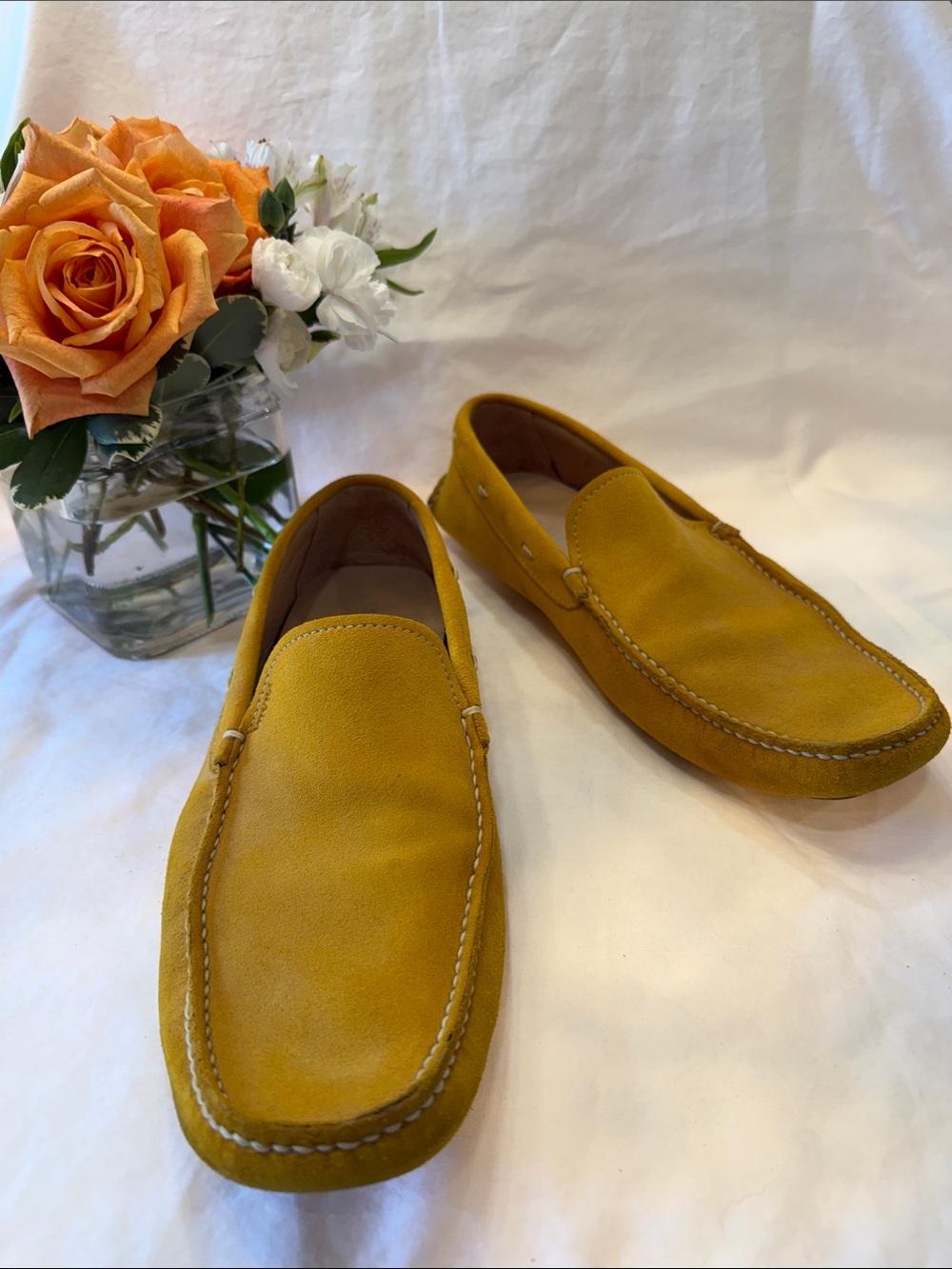 Prada Mustard Suede Slip-On Loafers